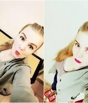 Blonde cutie taking pictures
