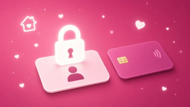 Illustrated white padlock on a blank ID card, showing the privacy trade-offs of selling content online