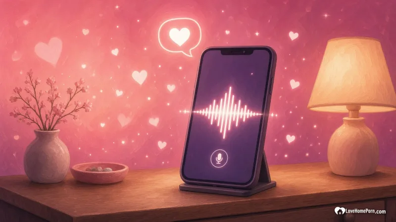 Phone on a nightstand with a glowing voice message wave and a heart speech bubble, the JOI meaning explained