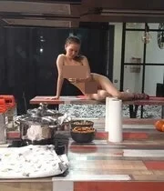 Amateur babe teasing at her workplace while no one is there