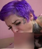 Purple-Haired Tattooed Hottie Loves To Suck Me Off