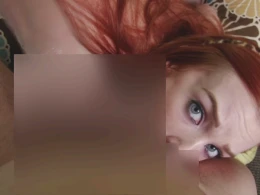 Redhead teases me in pantyhose before using her juicy mouth