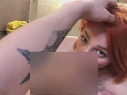 Tattooed redhead enjoys having my cock explore her sexy mouth