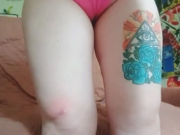 Chubby tattooed brunette babe cannot stop using her sex toy