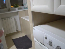 Catching a hot babe in my bathroom and getting a blowjob