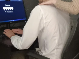 I interrupt his work to give him a passionate blowjob