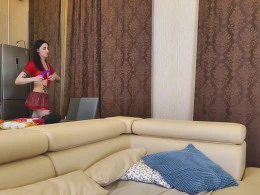 Beautiful teen plays with toy