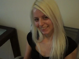 Blonde in striped socks knows how to tease her audience