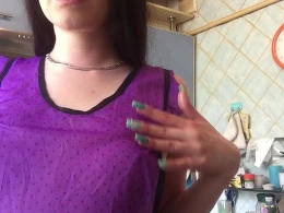 Housewife masturbating in the kitchen