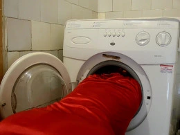 Home sex with my big ass wife stuck in washing machine