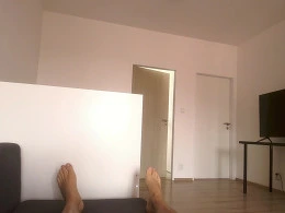 Stunning brunette fingers herself while I am destroying her tight cunt