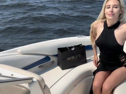 Super hot blonde gets creampie on a boat