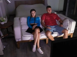 Girl and Boy Share a Couch ended with amazing blowjob