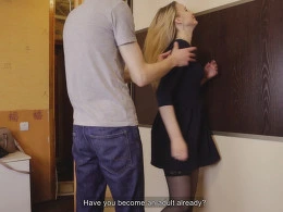Horny stepsister fucks her stepbrother after their parents leave