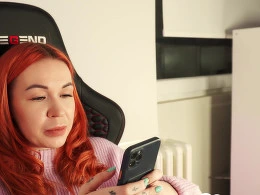 Redhead gamer girl needed help from her husband for her next stream