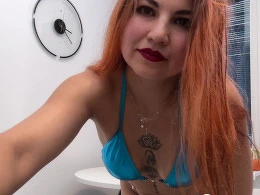 Chubby Redhead in Stockings Rubs Her Wet Pussy with Vibrator