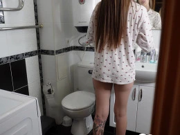 Caught by Stepsister, She Plays with My Cock After Peeping